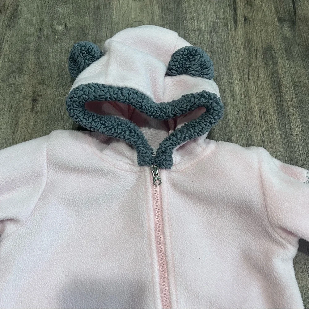 Columbia Infant Baby 6-12 Months Tiny Bear II Bunting Fleece One Piece Zip Pink